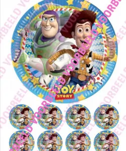 Eetbare Taartprint Toy Story 4 - 18 cm rond + 8 cupcake rondjes