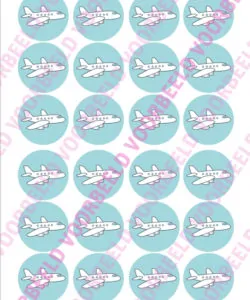 Eetbare Cupcakeprint Vliegtuig - 24 cupcake rondjes