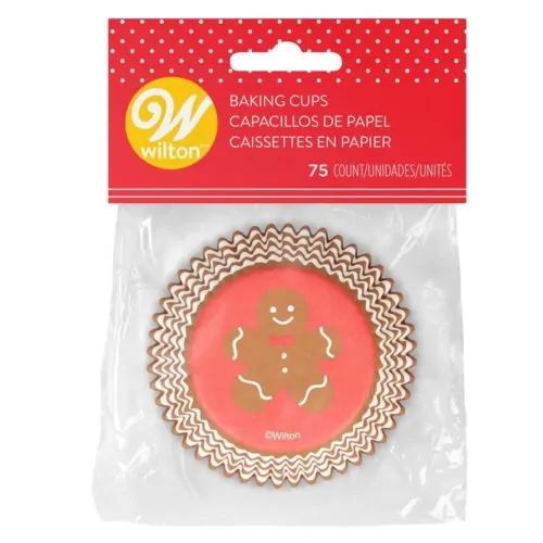 Wilton baking cups gingerbread boy pk/75