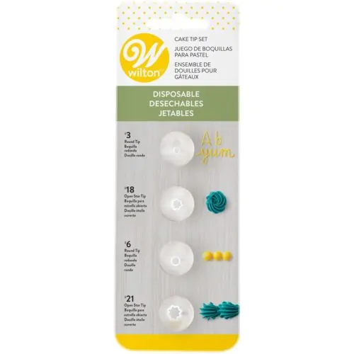 Wilton disposable tip set/4 (#3, #18, #6, #21)