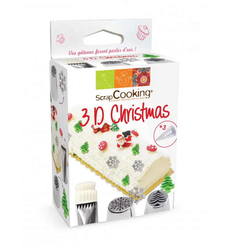 Scrapcooking spuitmondjes kerst 3d bij cake, bake & love 5 Scrapcooking spuitmondjes kerst 3d