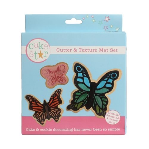Cake star cutter & texture mat set - butterfly bij cake, bake & love 5