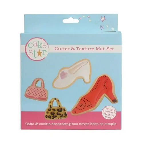 Cake star cutter & texture mat set - bags & shoes