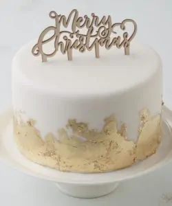 Festive Wooden Merry Christmas Cake Topper