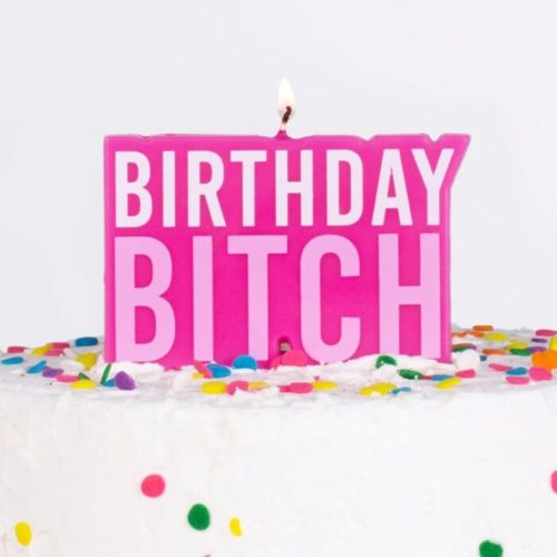 Pink 'birthday bitch' birthday candle bij cake, bake & love 5