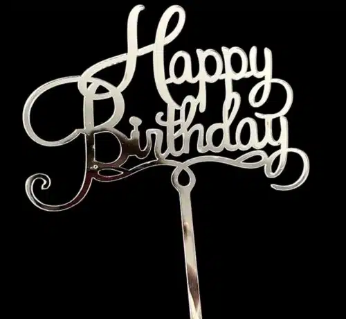 Caketopper happy birthday zilver small