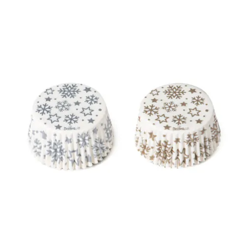 Baking cups gold & silver snowflakes 36 stuks - afbeelding 2