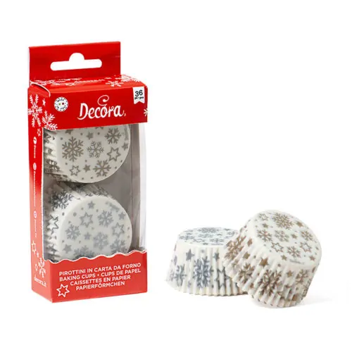Baking cups gold & silver snowflakes 36 stuks - afbeelding 3
