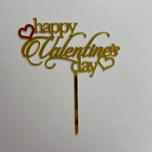 Caketopper happy valentine's day red heart bij cake, bake & love 5