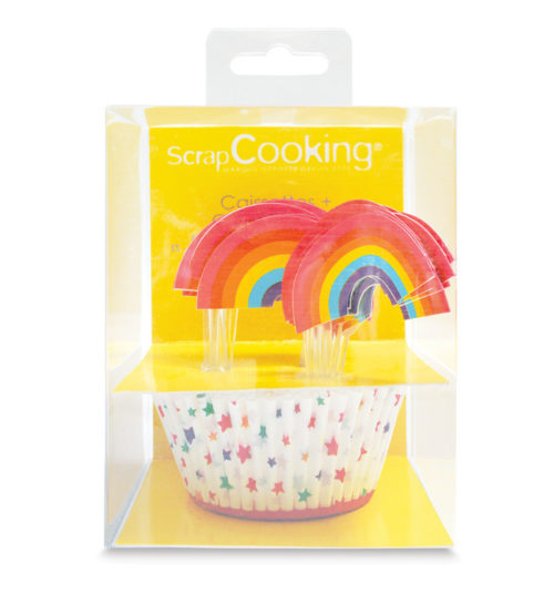 Scrapcooking baking cups regenboog met prikkers bij cake, bake & love 5