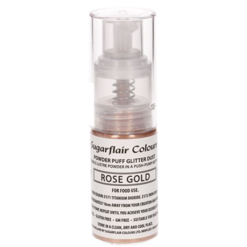 Sugarflair pump spray glitter dust -rose gold- <> bij cake, bake & love 5