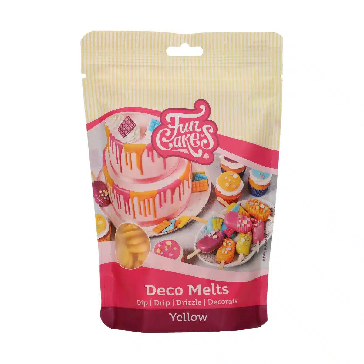 Funcakes deco melts yellow 250 g bij cake, bake & love 5 Funcakes deco melts yellow 250 g