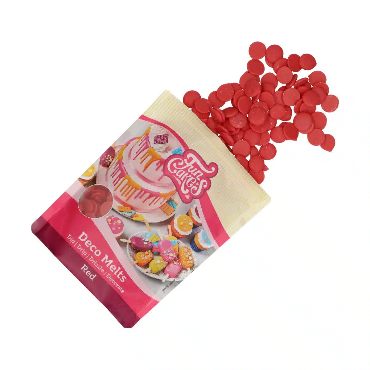 Funcakes deco melts red 250 g bij cake, bake & love 6 Funcakes deco melts red 250 g - afbeelding 2