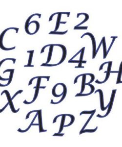 Fmm alphabet & numbers tappits upper case script italic bij cake, bake & love 7