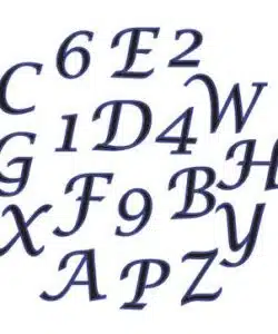 Alternative view of FMM Alphabet & Numbers tappits Upper Case SCRIPT Italic