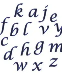Alternative view of FMM Alphabet tappits Lower Case SCRIPT