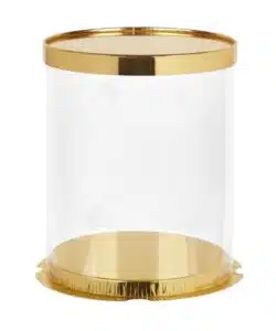 Transparante taartdoos Metallic GOUD 26 cm doorsnede 32 cm hoog