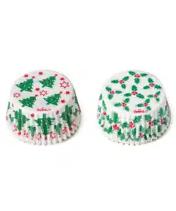 Alternative view of Baking Cups Christmas trees & Holly leaves 36 stuks