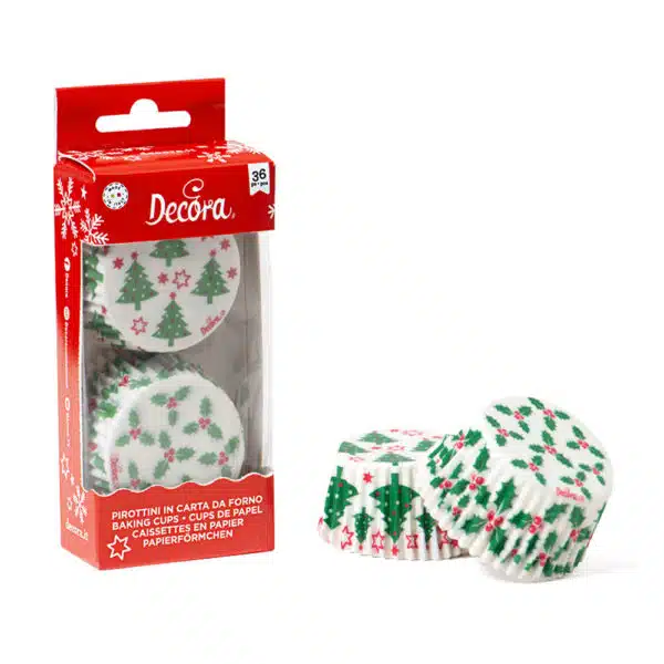 Baking cups christmas trees & holly leaves 36 stuks bij cake, bake & love 5 Baking cups christmas trees & holly leaves 36 stuks