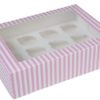 House of marie cupcake doos 12 cupcakes roze-wit gestreept met venster bij cake, bake & love 1