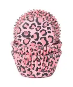House of Marie Baking Cups Luipaard Roze pk/50