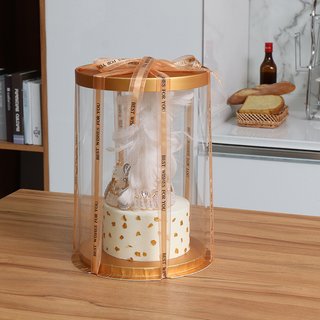 Transparante taartdoos goud 30 cm doorsnede 35 cm hoog bij cake, bake & love 5