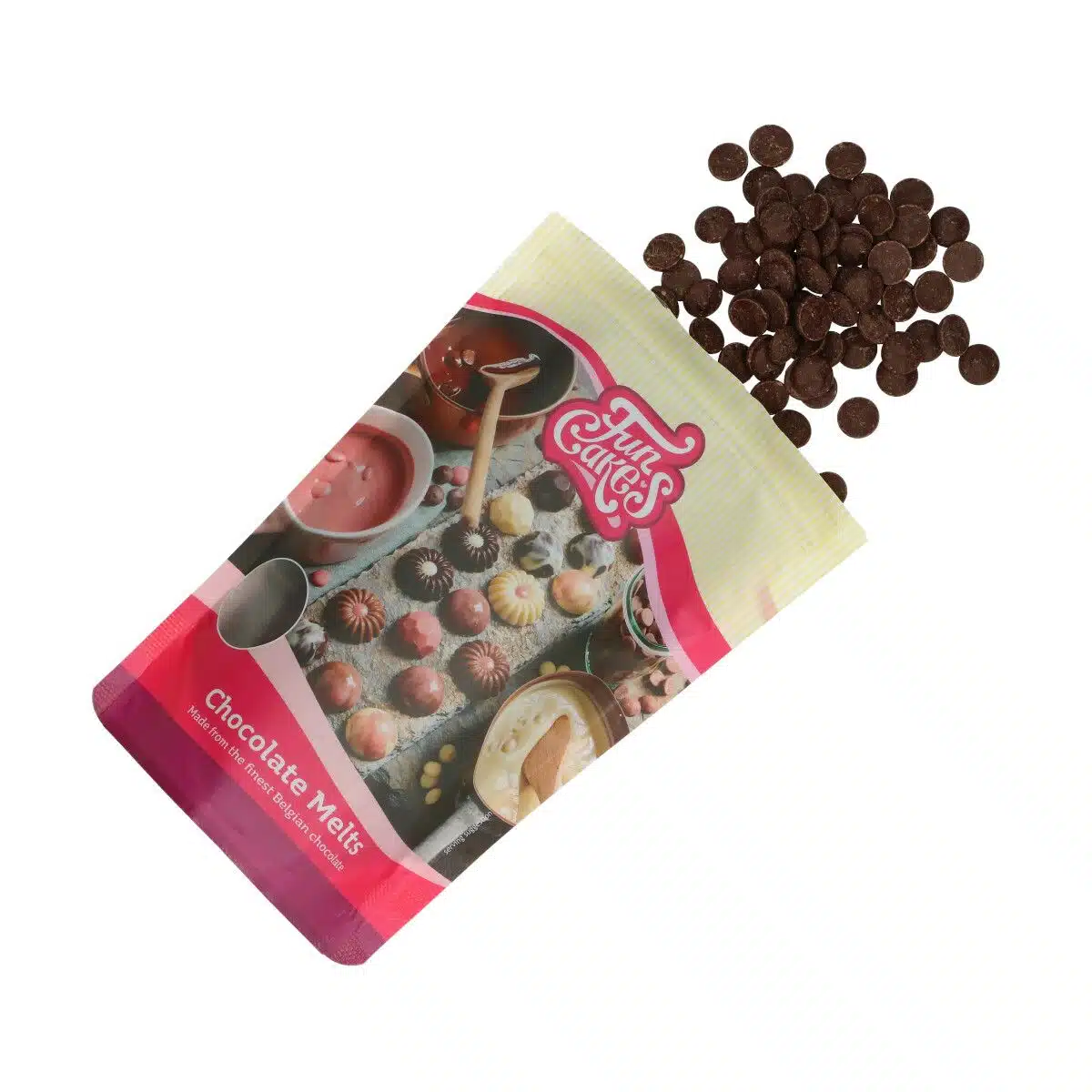 Funcakes chocolade melts puur 350 g bij cake, bake & love 6 Funcakes chocolade melts puur 350 g - afbeelding 2