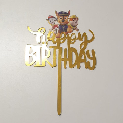 Caketopper paw patrol happy birthday goud bij cake, bake & love 5