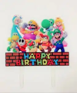 Caketopper Mario Brothers Happy Birthday blokjes