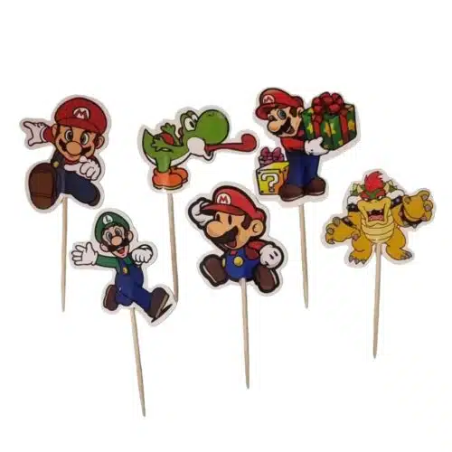 Cupcake prikkers mario 24 stuks versie 2