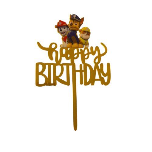 Caketopper paw patrol happy birthday goud