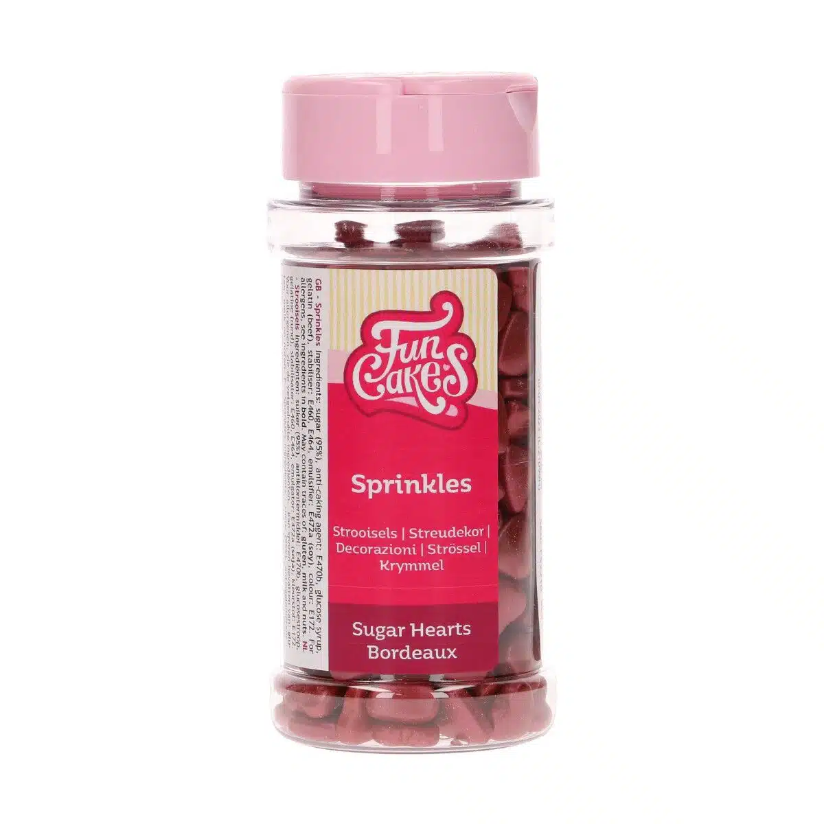 Funcakes suikerhartjes bordeaux 80 g bij cake, bake & love 5 Funcakes suikerhartjes bordeaux 80 g