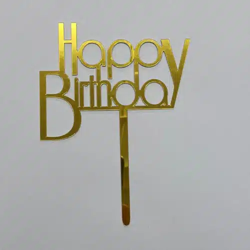 Caketopper happy birthday art deco goud