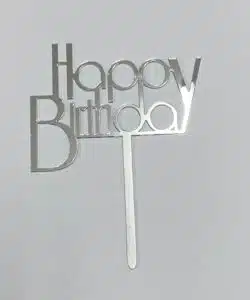 Caketopper Happy Birthday Art Deco zilver