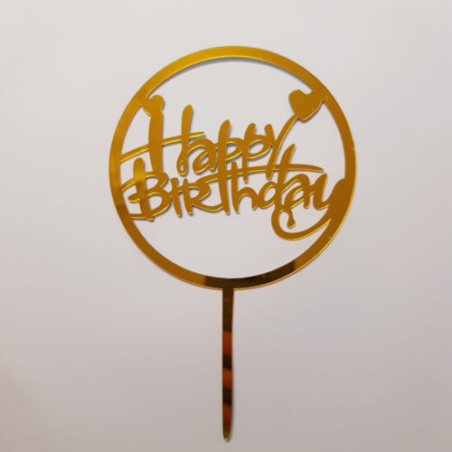 Caketopper happy birthday hartje goud bij cake, bake & love 5