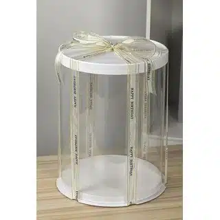 Transparante taartdoos wit 22 cm doorsnede 32 cm hoog bij cake, bake & love 6 Transparante taartdoos wit 22 cm doorsnede 32 cm hoog - afbeelding 2