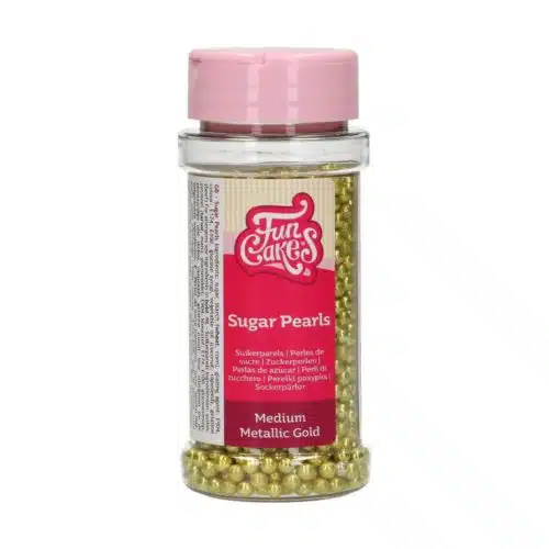Funcakes suikerparels medium metallic goud 80 g