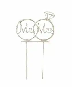 Caketopper strass Mr & Mrs ringen