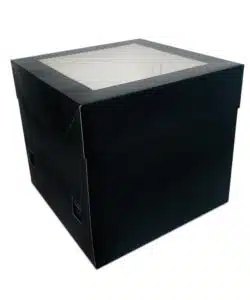 Taartdoos zwart met venster 30x30x30 bij cake, bake & love 12
