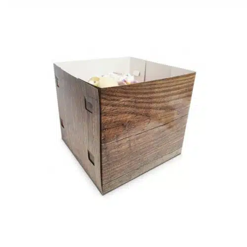 Taartdoos hout look met venster 30x30x30 - afbeelding 4