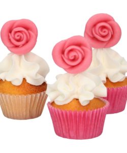 Funcakes marsepein decoratie rozen roze set/6 bij cake, bake & love 7