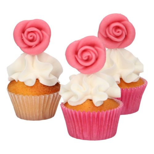 Funcakes marsepein decoratie rozen roze set/6 bij cake, bake & love 6