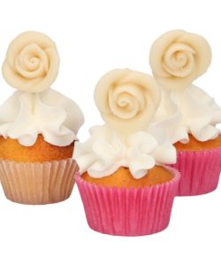 Funcakes marsepein decoratie rozen wit set/6 bij cake, bake & love 7