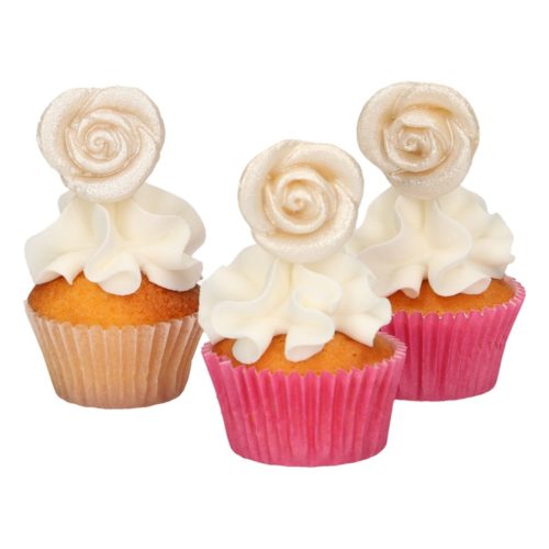 Funcakes marsepein decoratie rozen zilver set/6 bij cake, bake & love 6