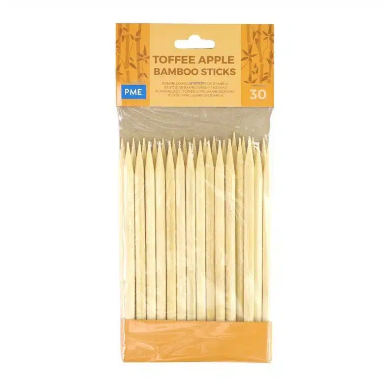 Pme toffee appel bamboe stokjes pk/30 bij cake, bake & love 5 Pme toffee appel bamboe stokjes pk/30