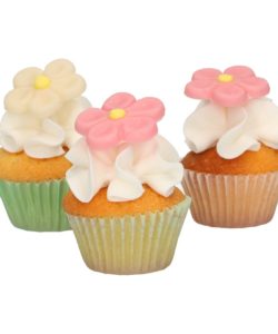Funcakes marsepein decoratie margriet wit/roze set/12 bij cake, bake & love 10