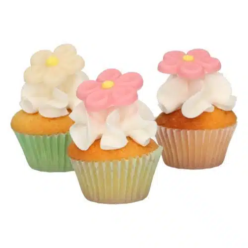 Funcakes marsepein decoratie margriet wit/roze set/12 - afbeelding 3