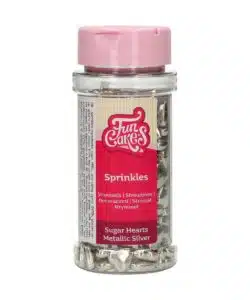 FunCakes Suikerhartjes Metallic Zilver 80 g
