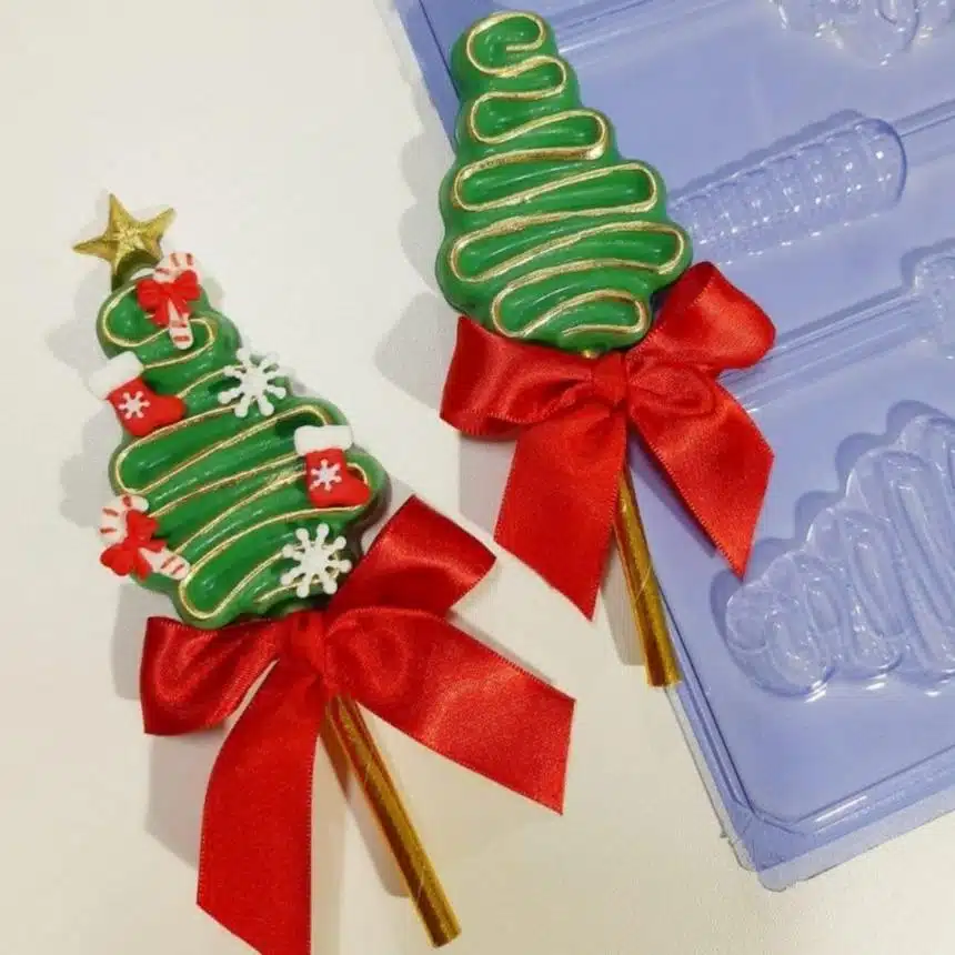 Chocolade mal swirl kerstboom lolly bij cake, bake & love 5 Chocolade mal swirl kerstboom lolly