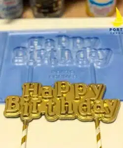 Chocolade mal Happy Birthday Caketopper